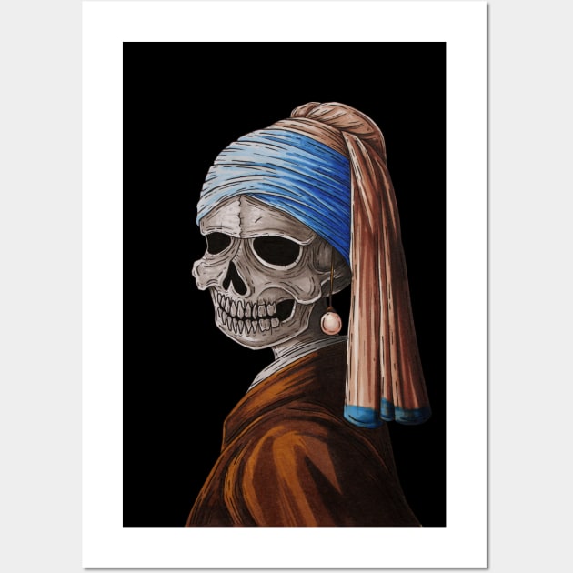 Skull with the pearl earring Wall Art by Dracuria